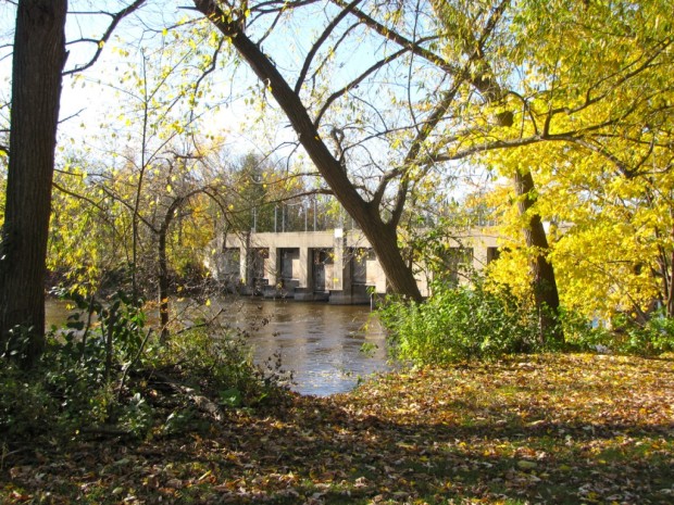 The Depression-era dam across the Milwaukee River in Estabrook Park. Photo by Carl Swanson